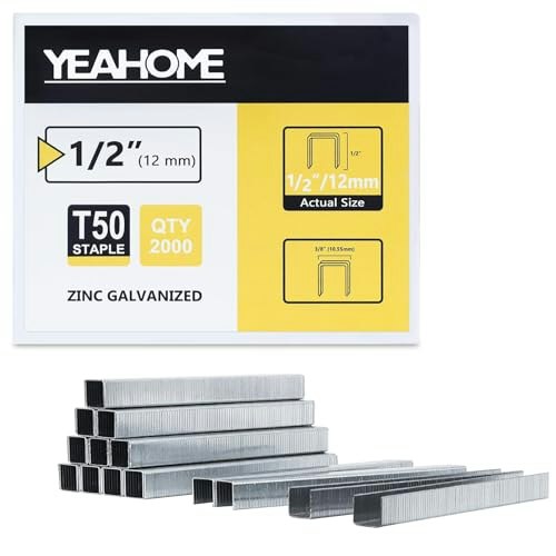 Yeahome 1/2-Inch T50 Galvanized Staples 2,000-Count: $8.07