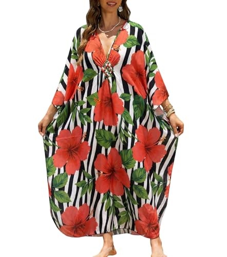 Yanziliu Women's Plus-Size Hawaiian Kaftan Beach Cover-Up Dress: $16.99 Yanziliu Women's Plus-Size Hawaiian Kaftan Beach Cover-Up Dress: $16.99