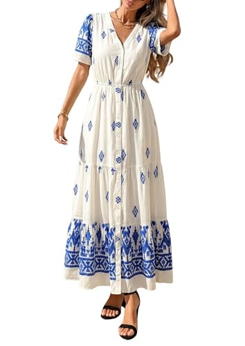 Prettygarden Women's Short Sleeve Boho Maxi Dress: $39.94 Prettygarden Women's Short Sleeve Boho Maxi Dress: $39.94