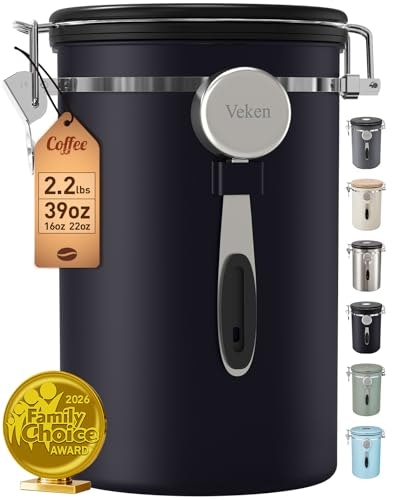 Veken 39-Ounce Stainless Steel Coffee Canister: $33.98 Veken 39-Ounce Stainless Steel Coffee Canister: $33.98