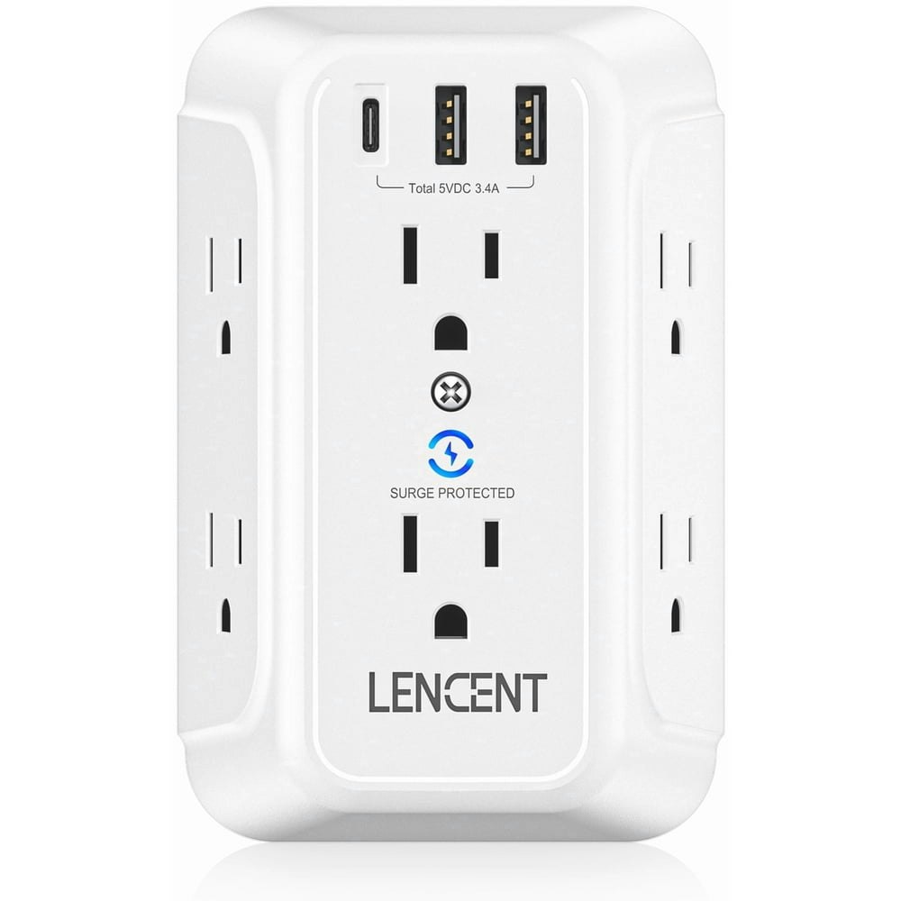 Lencent 6-Outlet Surge Protector Wall Adapter with 3 USB Ports: $13.59 Lencent 6-Outlet Surge Protector Wall Adapter with 3 USB Ports: $13.59