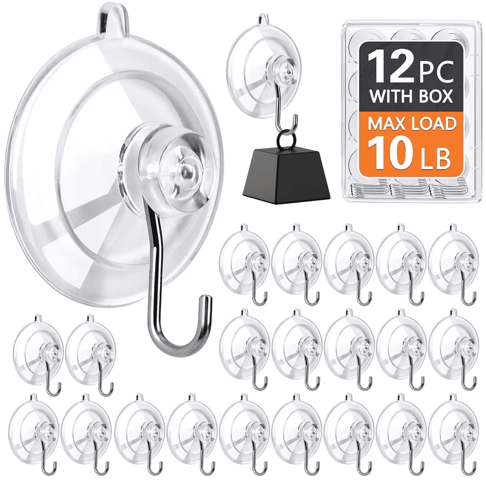 Heavy Duty Suction Cup Hooks 12-Pack: $10.49