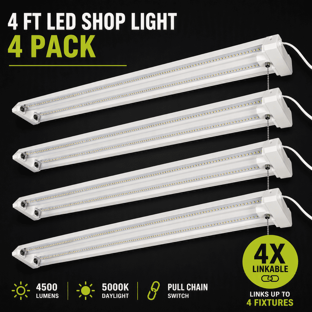 Green Watt 4-Foot LED Linkable Shop Light 4-Pack: $98.74