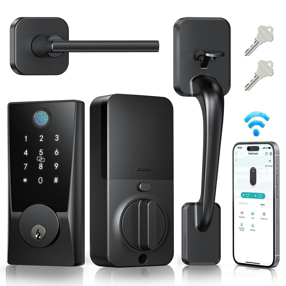 Piojer WiFi Fingerprint Keyless Entry Door Lock with Handle Set: $99.99 Piojer WiFi Fingerprint Keyless Entry Door Lock with Handle Set: $99.99