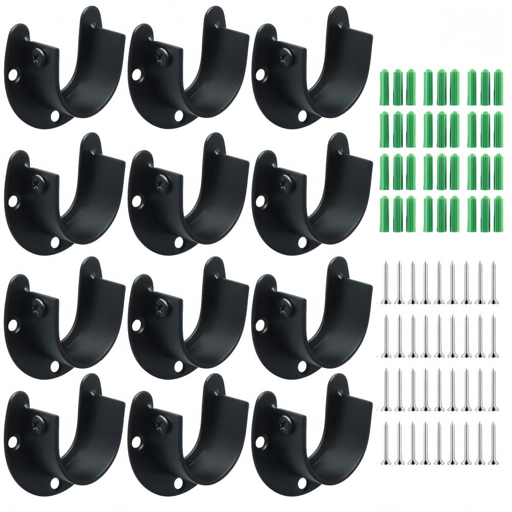 Black Stainless Steel Closet Rod Brackets 12-Pack: $25.99