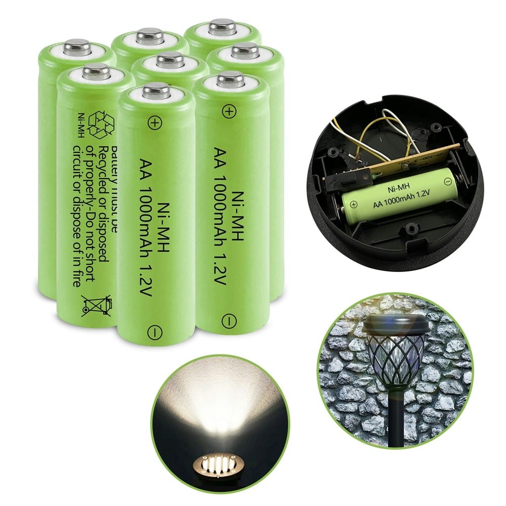 Jintion 1.2V 1,000mAh AA Ni-MH Rechargeable Solar Batteries 8-Pack: $11.99