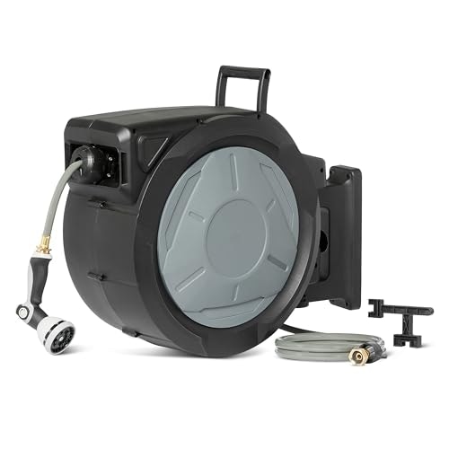 Amazon Basics 130-Foot Retractable Wall-Mounted Garden Hose Reel: $117.26