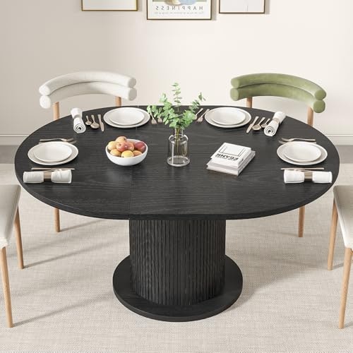 Adjustable Round Wood Strip Base Dining Table: $203.99