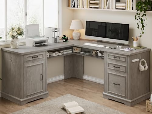 Farmhouse L-Shaped Executive Desk with Charging Station: $279.98 Farmhouse L-Shaped Executive Desk with Charging Station: $279.98