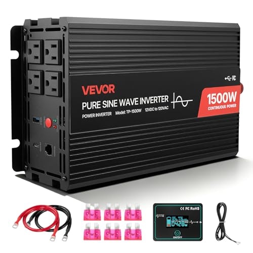 Vevor 1,500W 12V DC to 120V AC Pure Sine Wave Inverter: $113.91 Vevor 1,500W 12V DC to 120V AC Pure Sine Wave Inverter: $113.91