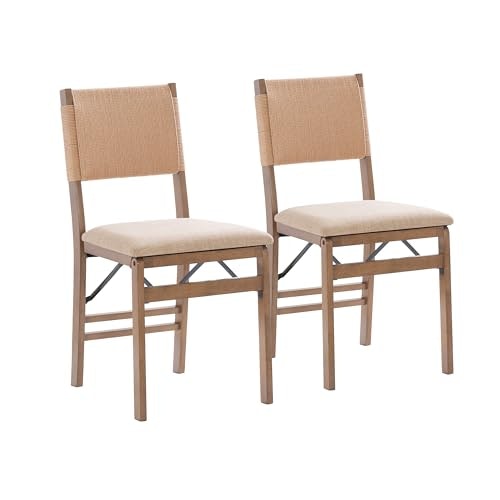 Linon Bennett Natural Folding Chair with Rope Back and Linen Seat 2-Pack: $88.89
