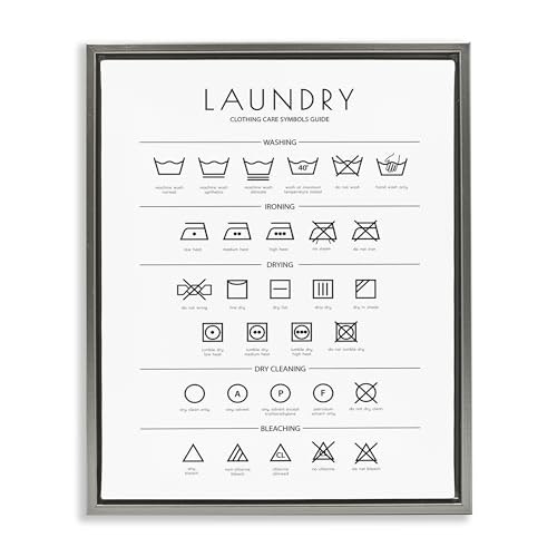 Minimal Laundry Cleaning Symbols Floating Frame Canvas Art: $71.67