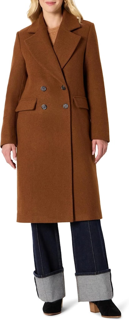 Amazon Essentials Women's Relaxed-Fit Double-Breasted Wool-Blend Longline Coat: from $11