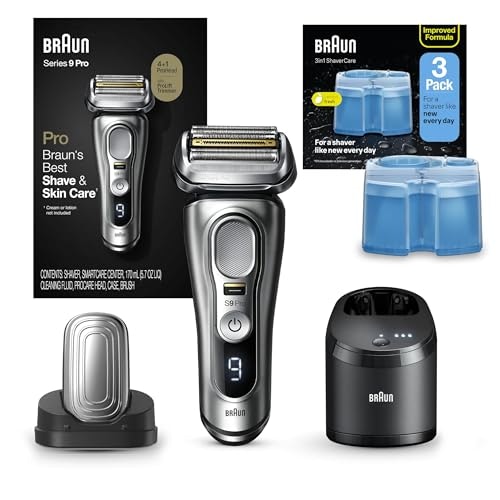 Braun Series 9 Pro 9487cc Electric Razor and Clean & Charge Station with 3-Pack Refill Cartridges: $405.36 Braun Series 9 Pro 9487cc Electric Razor and Clean & Charge Station with 3-Pack Refill Cartridges: $405.36