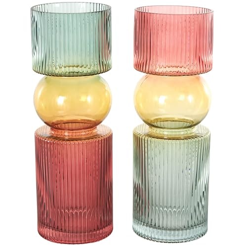 Deco 79 Ribbed Color Block Glass Vase 2-Piece Set: $28.88 Deco 79 Ribbed Color Block Glass Vase 2-Piece Set: $28.88