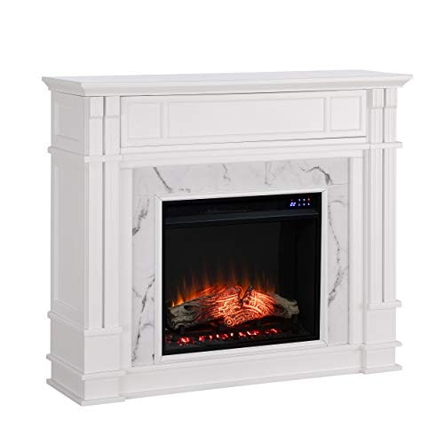 SEI Furniture Highgate Faux Carrara Marble Electric Media Fireplace: $394.23