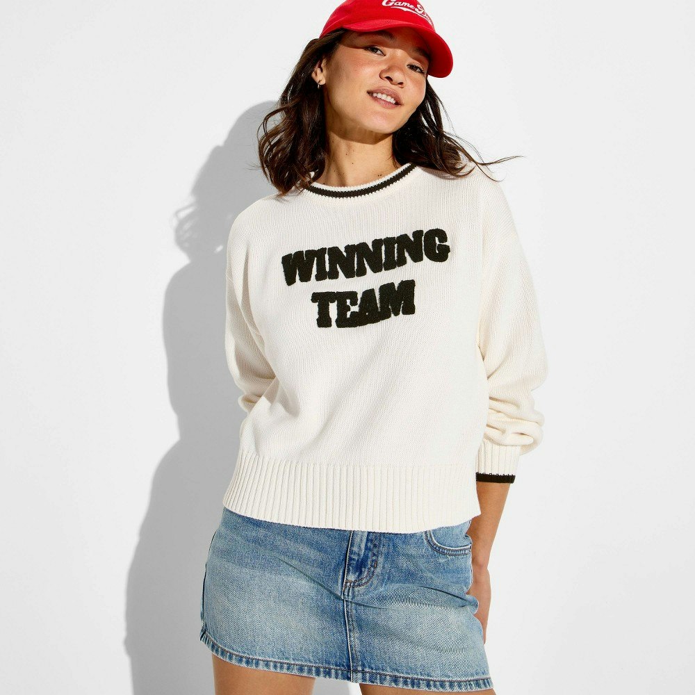 Wild Fable Women's Long Sleeve Winning Team Pullover Sweater: $35 Wild Fable Women's Long Sleeve Winning Team Pullover Sweater: $35