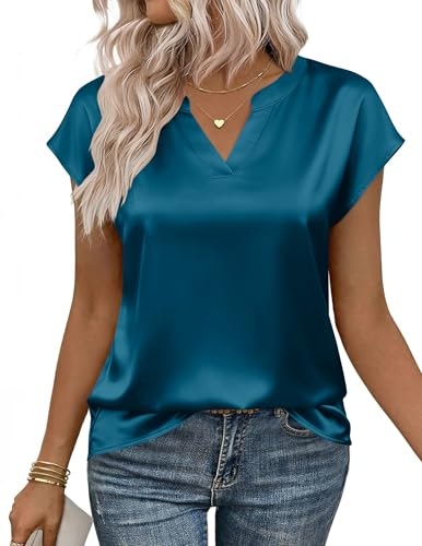 Zeagoo Women's Satin Cap Sleeve Business Casual Blouse: $12.74