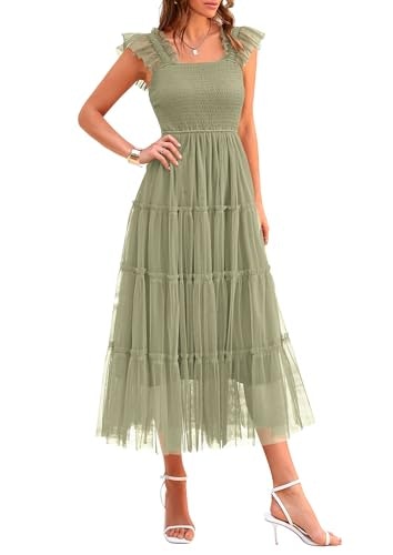Prettygarden Women's Smocked Tulle Midi Dress: $47.98 Prettygarden Women's Smocked Tulle Midi Dress: $47.98