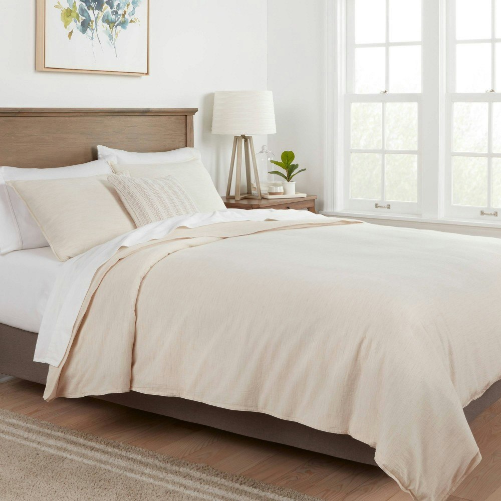 Threshold California King Space Dyed Cotton Linen Duvet Cover & Sham 3-Piece Set: $109
