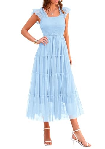 Prettygarden Women's Smocked Midi Tulle Dress: $47.99 Prettygarden Women's Smocked Midi Tulle Dress: $47.99