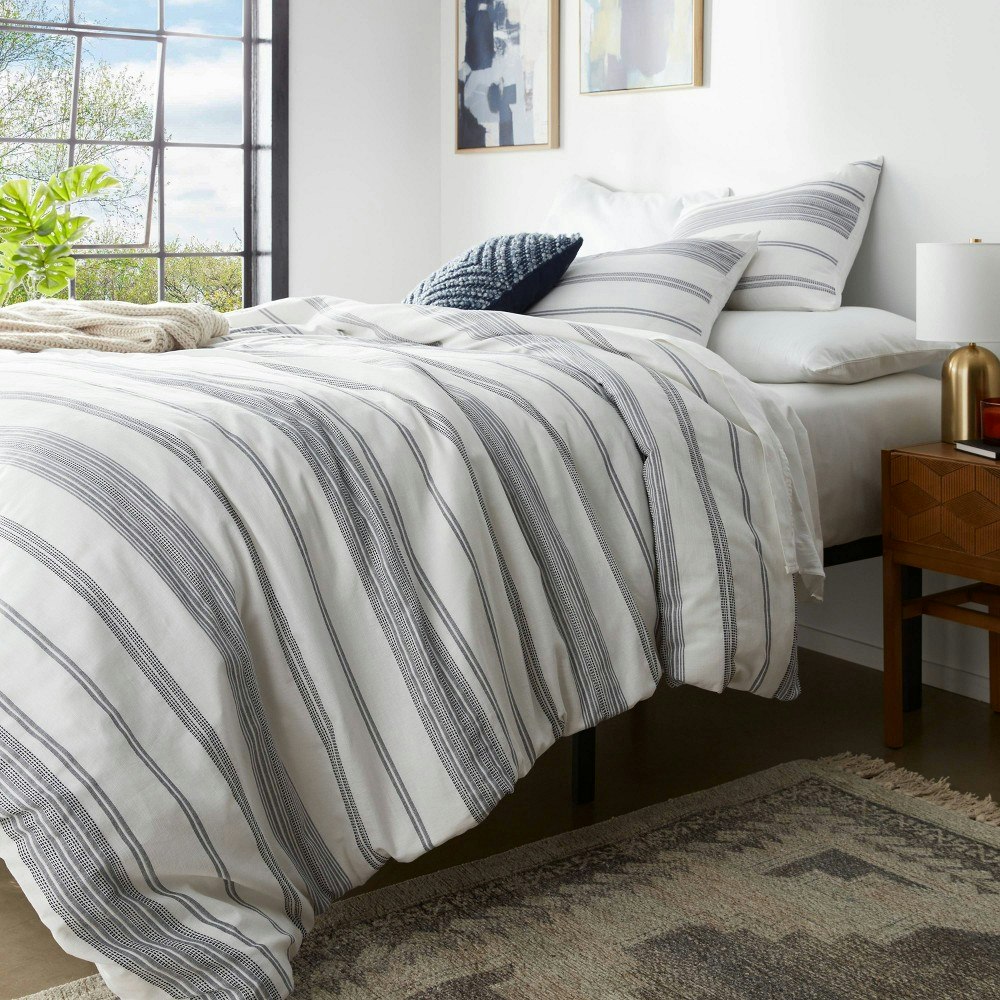 Threshold Full/Queen Cotton Woven Stripe Duvet Cover & Sham Set: $59