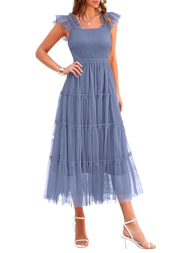 Prettygarden Women's Smocked Tulle Midi Dress: $47.99 Prettygarden Women's Smocked Tulle Midi Dress: $47.99