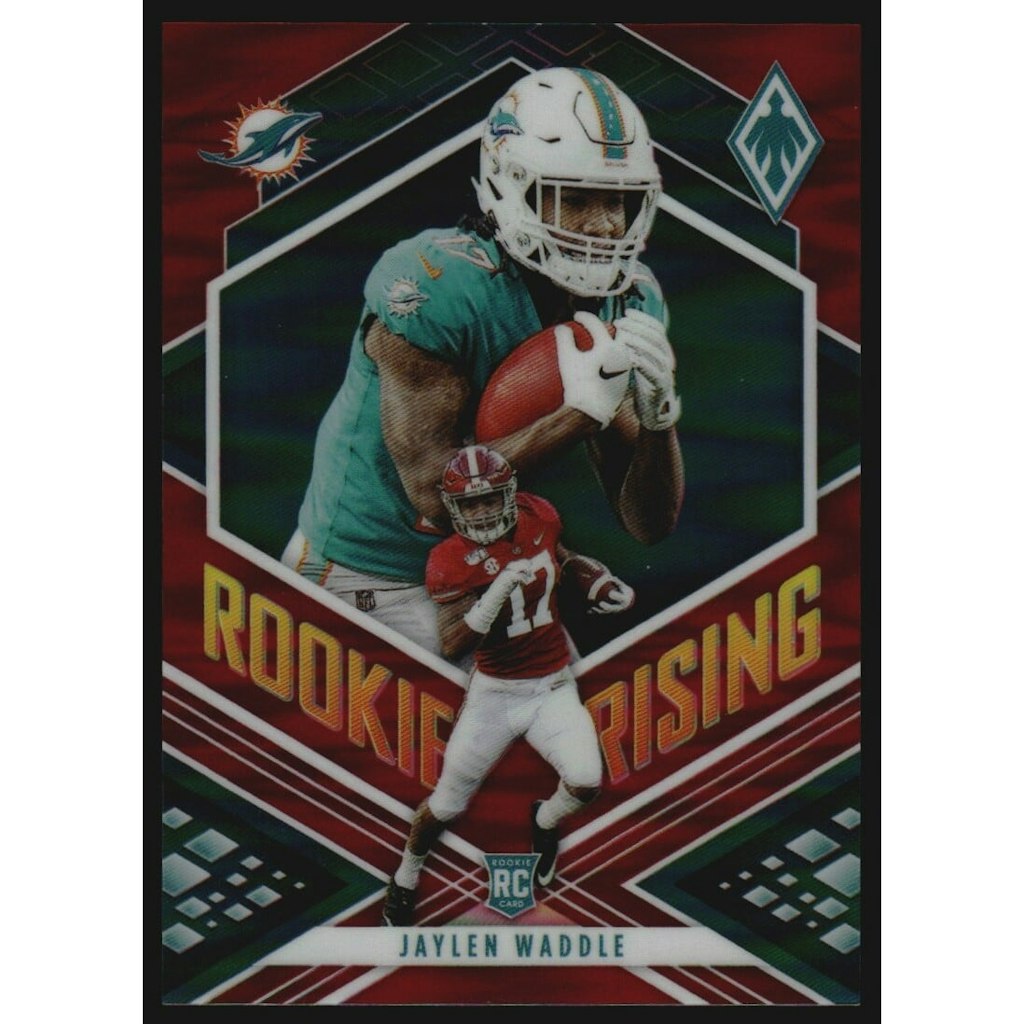 2021 Panini Phoenix Jaylen Waddle Rookie Rising Red Card #6: $18 2021 Panini Phoenix Jaylen Waddle Rookie Rising Red Card #6: $18