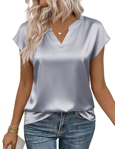 Zeagoo Women's Cap Sleeve Silk Blouse: $12.99 Zeagoo Women's Cap Sleeve Silk Blouse: $12.99