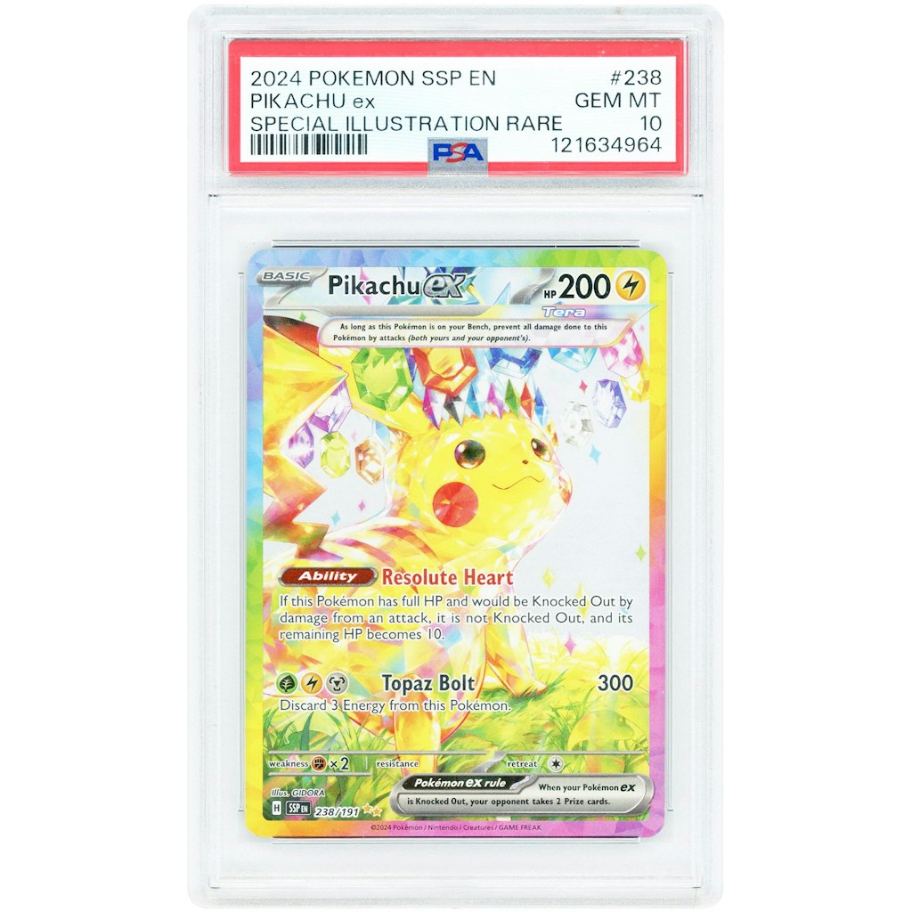 Pikachu ex Surging Sparks #238 PSA 10 Trading Card: $1,599.99 Pikachu ex Surging Sparks #238 PSA 10 Trading Card: $1,599.99