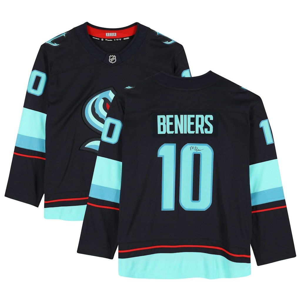 Matty Beniers Seattle Kraken Autographed Navy Fanatics Breakaway Jersey: $299.99 Matty Beniers Seattle Kraken Autographed Navy Fanatics Breakaway Jersey: $299.99