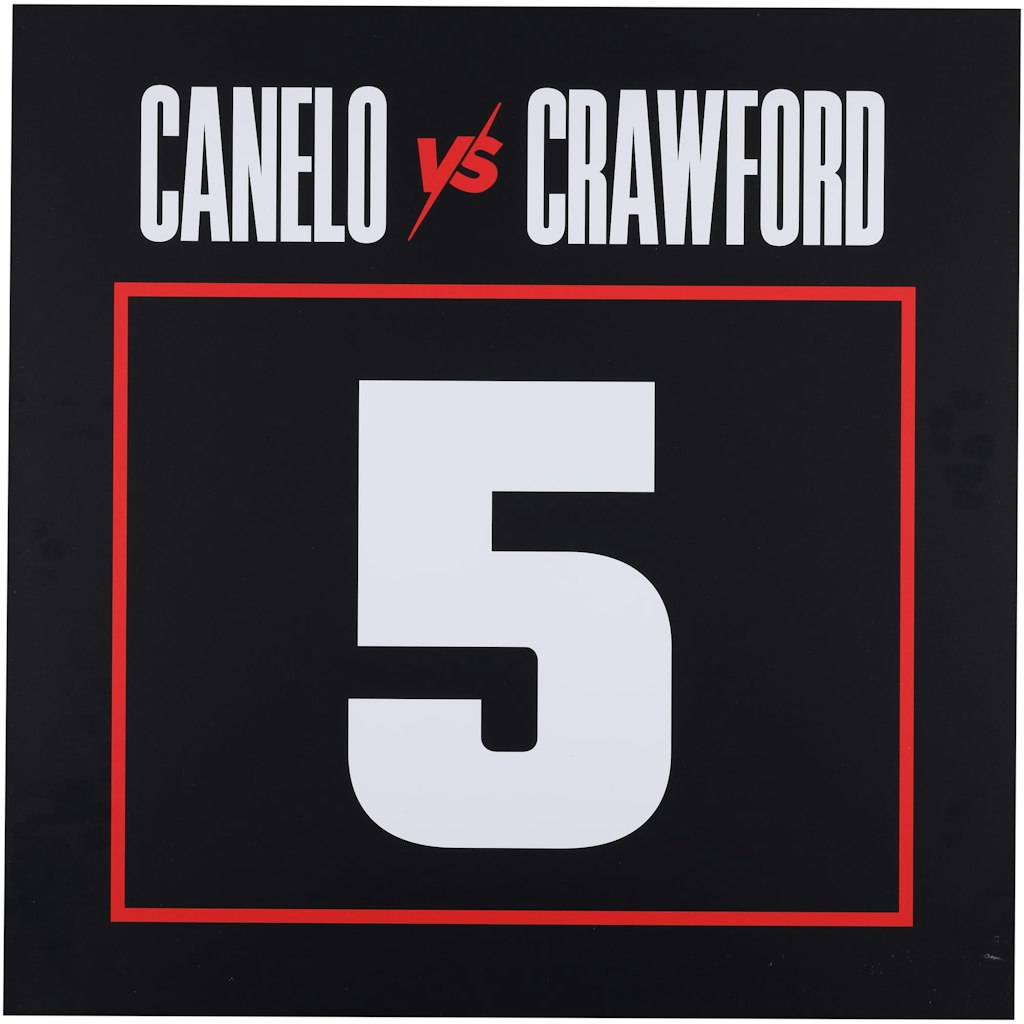 Canelo Alvarez vs. Terrence Crawford Event-Used Round 5 Round Card: $1,499.99 Canelo Alvarez vs. Terrence Crawford Event-Used Round 5 Round Card: $1,499.99