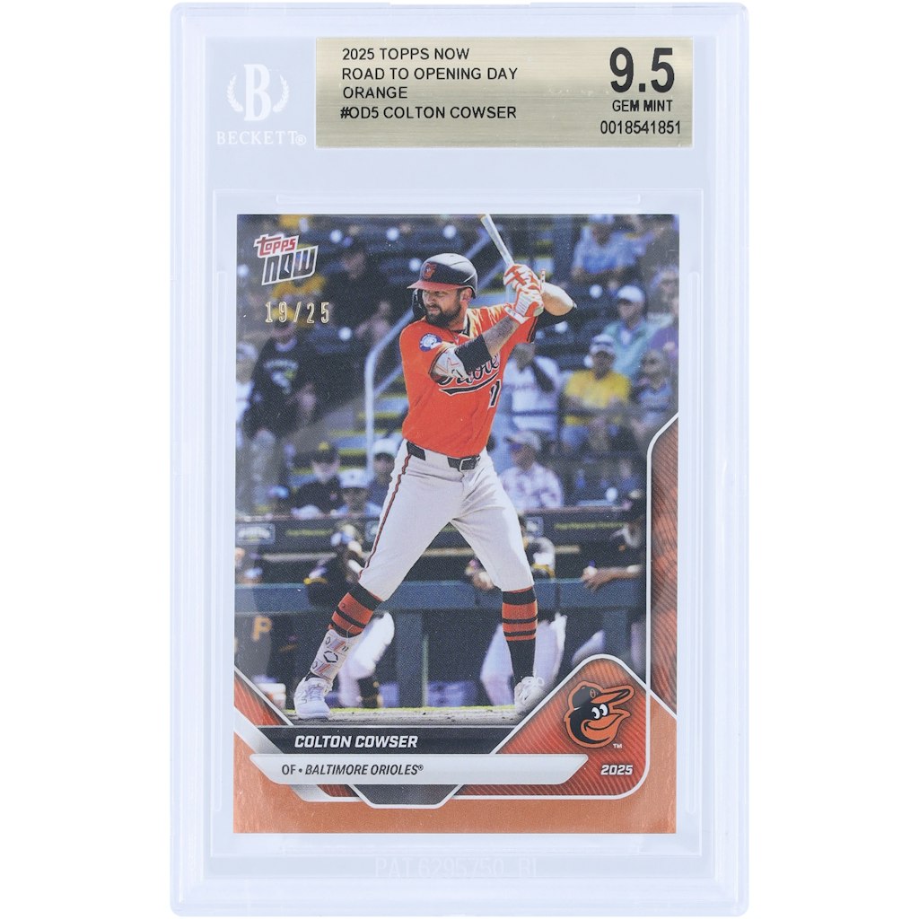 Colton Cowser Baltimore Orioles 2025 Topps Now Road to Opening Day Orange Foil Card 9.5 BGS Authenticated: $79.99 Colton Cowser Baltimore Orioles 2025 Topps Now Road to Opening Day Orange Foil Card 9.5 BGS Authenticated: $79.99