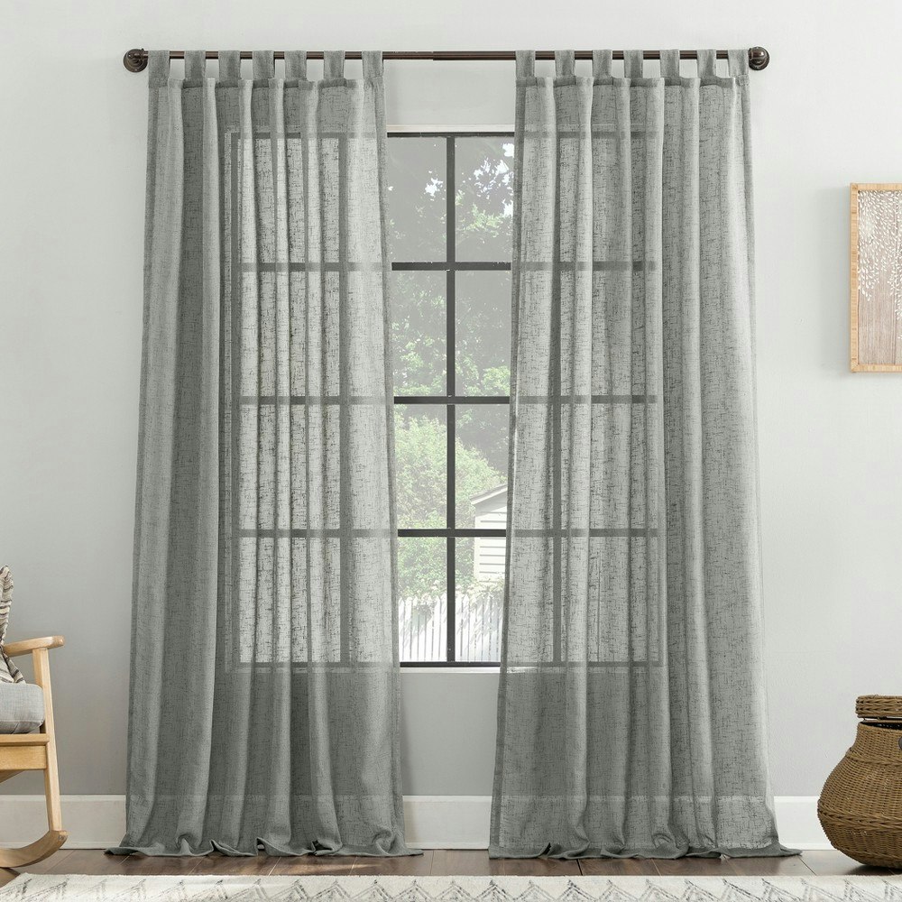 Archaeo 50"x96" Sheer Burlap Linen Blend Tab Top Curtain Panel: $14.79 Archaeo 50"x96" Sheer Burlap Linen Blend Tab Top Curtain Panel: $14.79