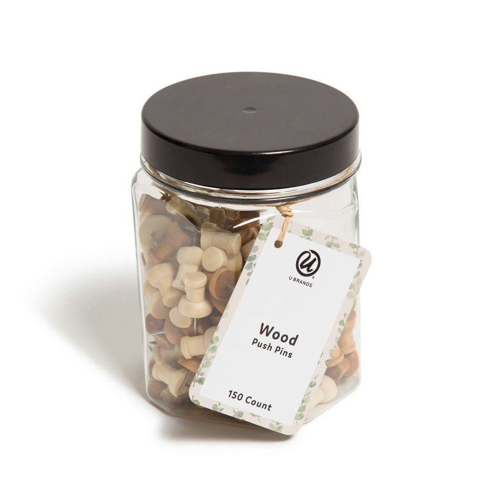U Brands 150-Count Wooden Push Pins with Jar: $5.99
