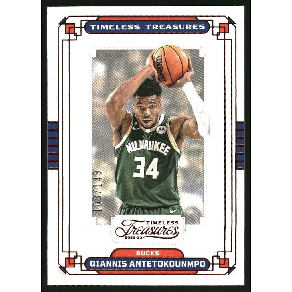2022-23 Panini Chronicles Giannis Antetokounmpo Timeless Treasures Card: $13.50 2022-23 Panini Chronicles Giannis Antetokounmpo Timeless Treasures Card: $13.50
