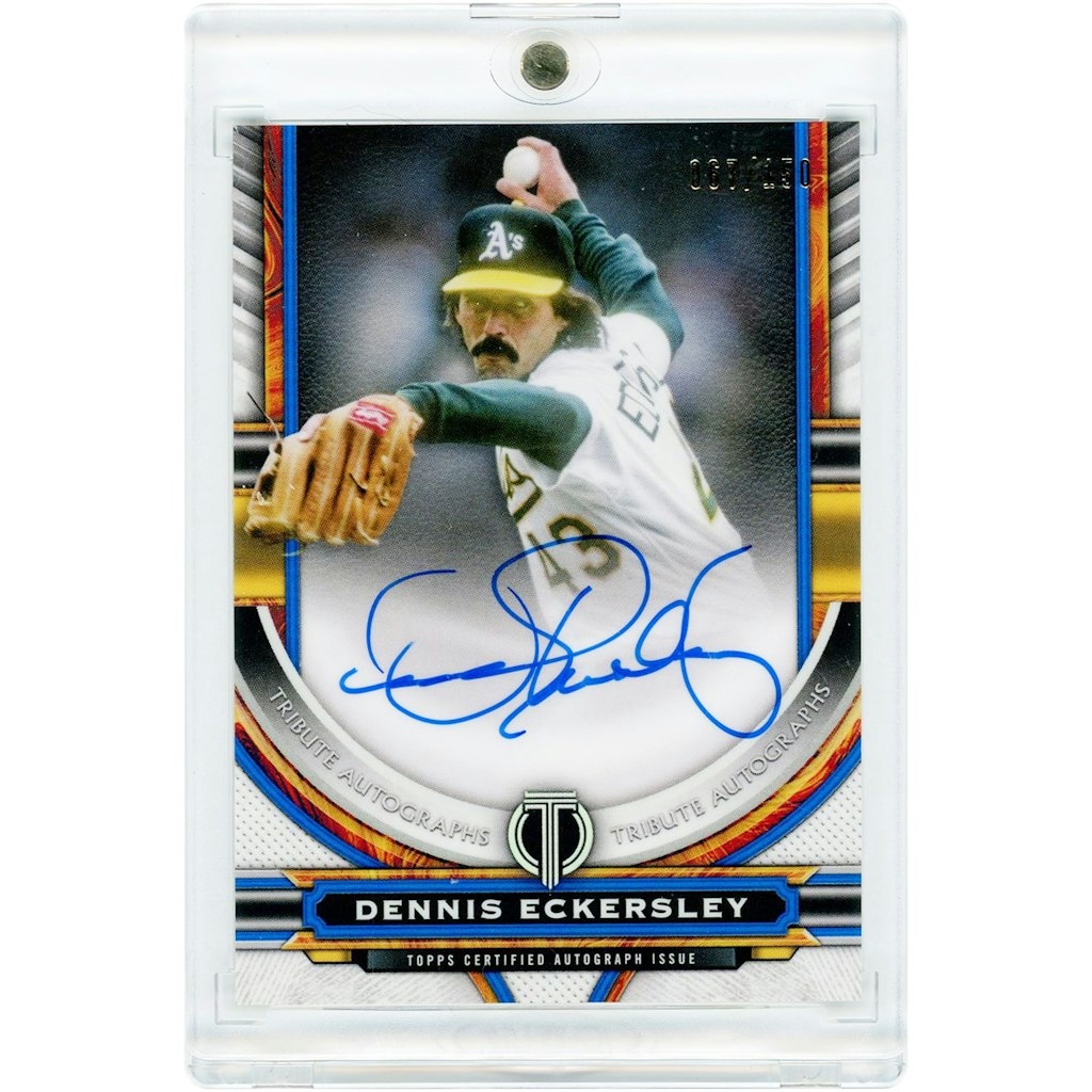 Dennis Eckersley Oakland Athletics Autographed 2023 Topps Tribute Blue Card 67/150: $79.99 Dennis Eckersley Oakland Athletics Autographed 2023 Topps Tribute Blue Card 67/150: $79.99