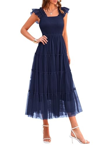Prettygarden Women's Smocked Tulle Midi Dress: $47.98 Prettygarden Women's Smocked Tulle Midi Dress: $47.98