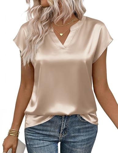 Zeagoo Women's Silk Satin V-Neck Blouse: $12.99 Zeagoo Women's Silk Satin V-Neck Blouse: $12.99