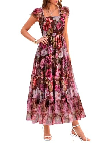 Prettygarden Women's Smocked Tulle Midi Dress: $47.99