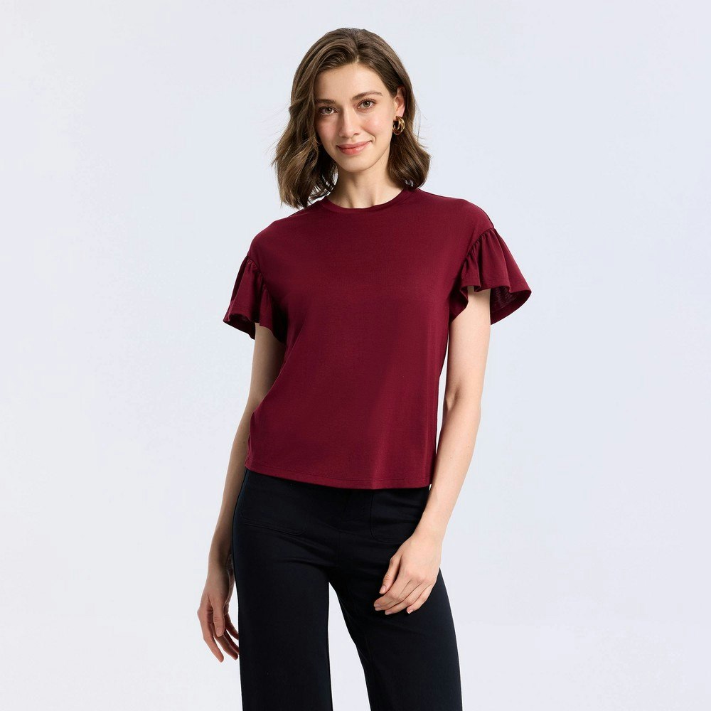 A New Day Women's Flutter Short Sleeve Crewneck Jersey Top: $28 A New Day Women's Flutter Short Sleeve Crewneck Jersey Top: $28