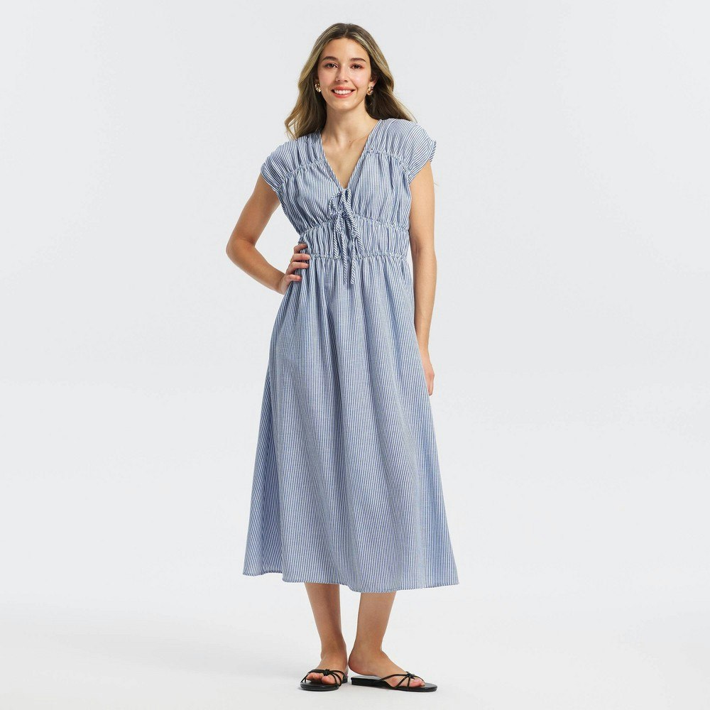 A New Day Women's Ruched Midi A-Line Dress: $42 A New Day Women's Ruched Midi A-Line Dress: $42