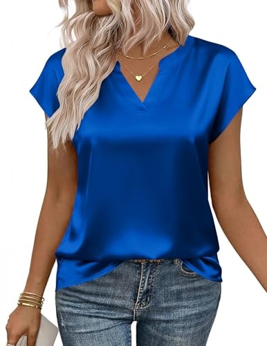 Zeagoo Women's Satin Cap Sleeve Blouse: $14.98 Zeagoo Women's Satin Cap Sleeve Blouse: $14.98
