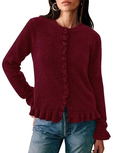 Prettygarden Women's Ruffle Button Down Cardigan Sweater: $29.58 Prettygarden Women's Ruffle Button Down Cardigan Sweater: $29.58