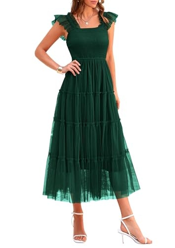 Prettygarden Women's Smocked Tulle Midi Dress: $47.99 Prettygarden Women's Smocked Tulle Midi Dress: $47.99