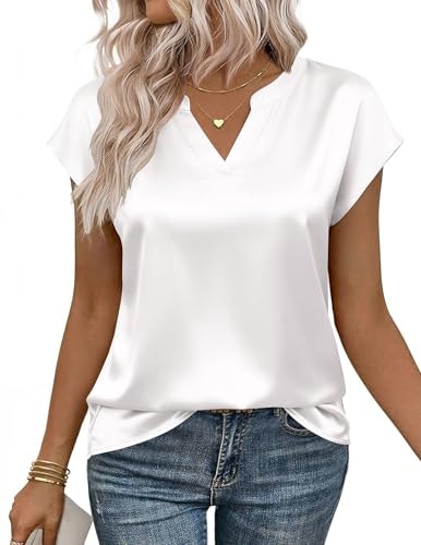 Zeagoo Women's V-Neck Satin Blouse: $12.98 Zeagoo Women's V-Neck Satin Blouse: $12.98