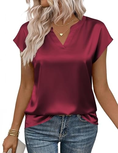 Zeagoo Women's Short Sleeve Satin Blouse: $12.74 Zeagoo Women's Short Sleeve Satin Blouse: $12.74