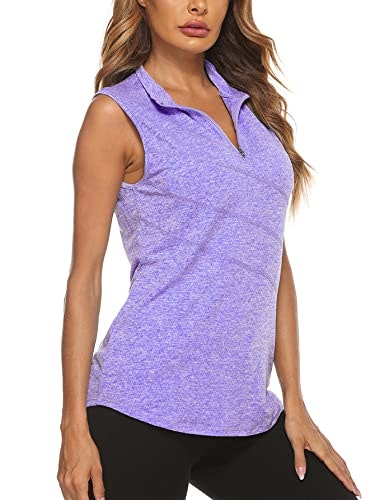 Koscacy Women's Sleeveless Zip-Up Golf Tennis Polo Tank Top: $16.98 Koscacy Women's Sleeveless Zip-Up Golf Tennis Polo Tank Top: $16.98