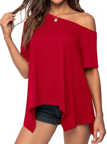 Prettygarden Women's Off-Shoulder Oversized T-Shirt: $16.14 Prettygarden Women's Off-Shoulder Oversized T-Shirt: $16.14