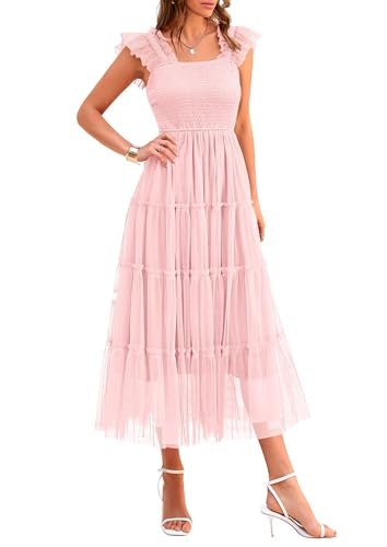 Prettygarden Women's Smocked Tulle Midi Dress: $47.99